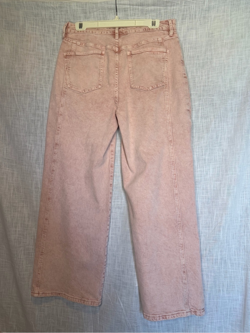 Barbiecore Coquette Avec Les Filles Strawberry Pink Wide-Leg Jeans 30 - Picture 8 of 10